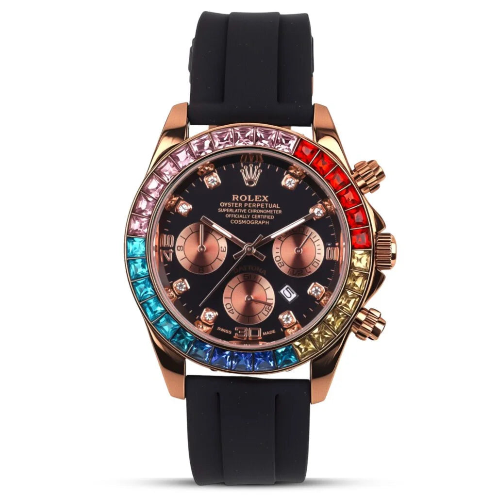 Rolex with Colorful Crystal Bezel