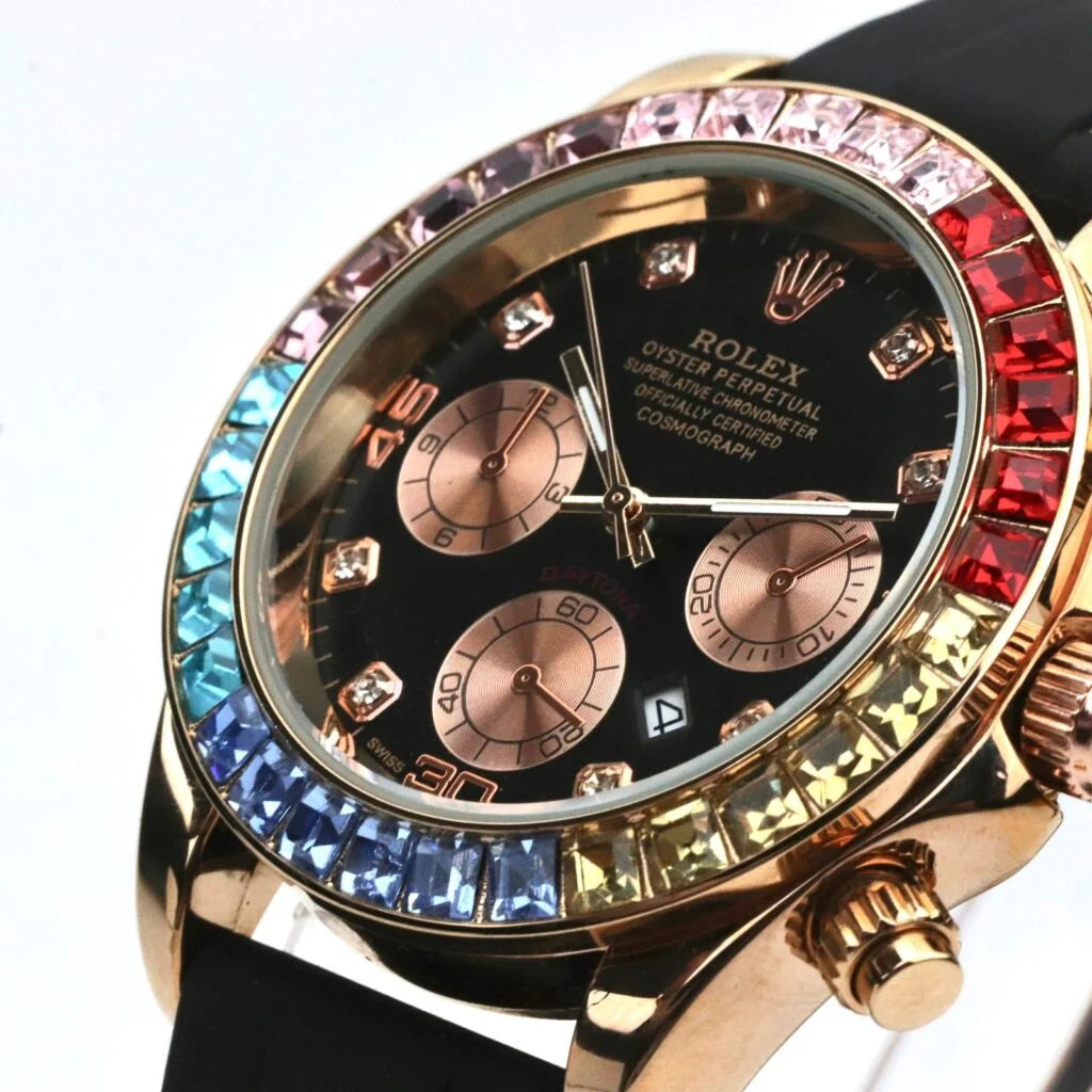 Rolex with Colorful Crystal Bezel