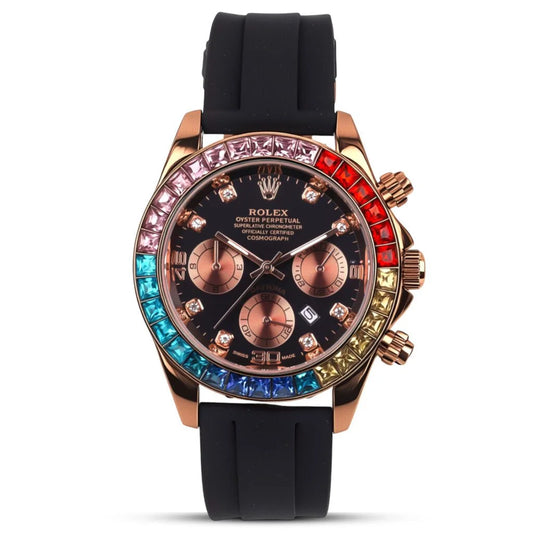 Rolex with Colorful Crystal Bezel